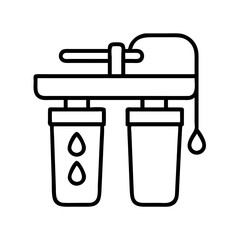Water filter system for home use line art icon vector illustration and purification process design