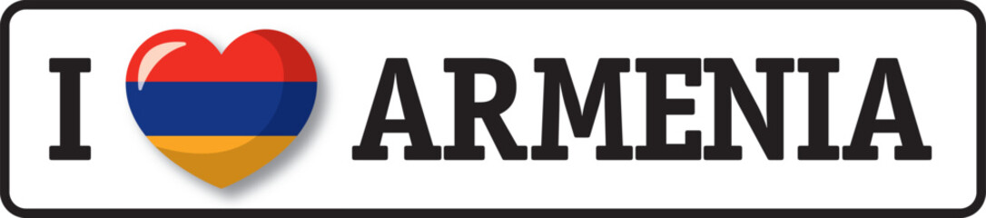 I love Armenia, armenian flag inside a heart shape expressing love for Armenia