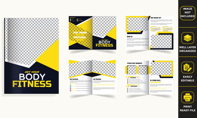 Modern fitness brochure design for gyms, trainers, and workout programs. Ideal for promoting services, workouts, and fitness goals.