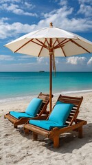 Beach chairs under umbrella (1)