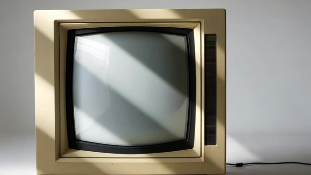 Vintage CRT computer monitor with a cut-out screen on a white background.