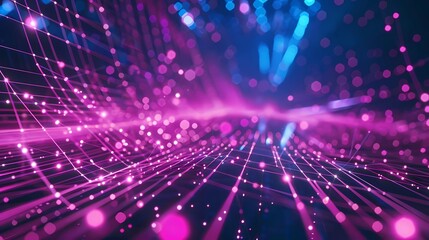 A digital technology metaverse neon blue pink background, cyber information, abstract speed connect communication, innovation future meta tech, Generative AI illustrations.