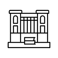 Outline drawing of a courthouse building with columns and steps for architectural design use