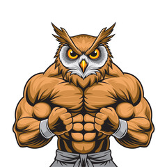 owl mascot vector illustration muscular owl design