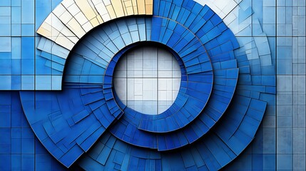 Naklejka premium Abstract circular design on tiled wall