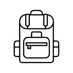 Fototapeta premium Backpack outline vector for travel hiking camping school bag rucksack luggage gear equipment icon art