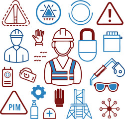 Fototapeta premium set of icons of construction workers