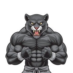 panther mascot vector illustration muscular panther design