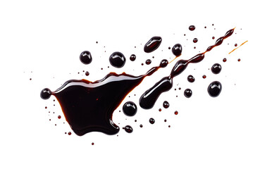 Spilled soy sauce drops closeup 