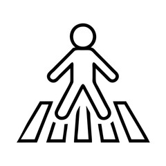 Pedestrian crossing sign vector illustration, crosswalk symbol, zebra crossing, road safety, traffic rules