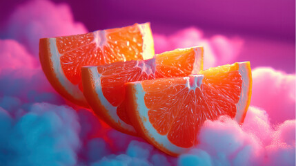 Orange Slices Creatively Intersected with Clouds.