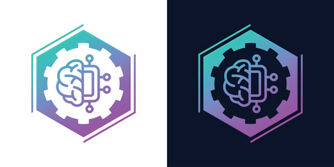 Artificial Intelligence AI Chip in Human Brain. Artificial Intelligence icon with Machine learning, digital skills, generative AI, AI technology, algorithm, virtual intelligence and future	