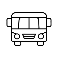 Outline front view bus vector illustration for transportation and travel related designs and graphics