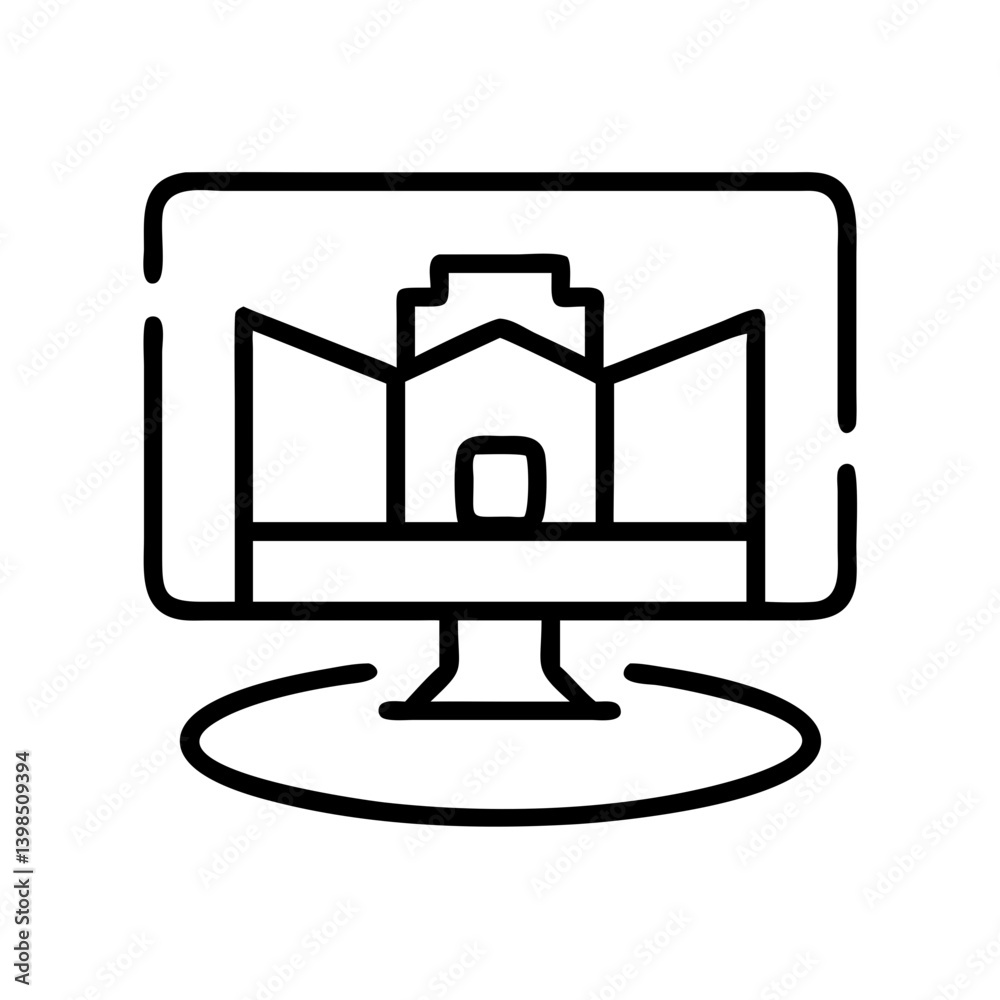 Poster architecture design on computer screen vector icon concept for virtual design and planning tool
