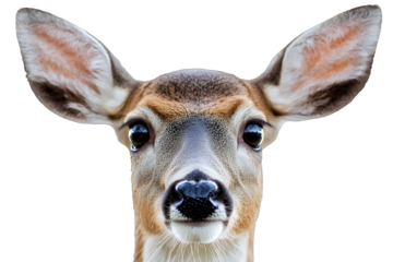 a portrait of a deer looking at the camera on a transparent background, PNG image, PNG file, Generative art.