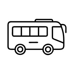 Outline drawing of a bus for travel, transportation, and school bus design and vector illustration