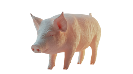 a 3d model of a pink pig on a transparent background, PNG image, PNG file, Generative art.