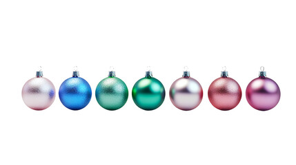 christmas ornaments in different colors on a transparent background, PNG image, PNG file, Generative art.
