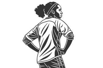 Female Soccer Player Standing – Confident Footballer Pose from Back – Women’s Sports Silhouette Vector
