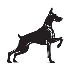 Vector silhouette of a Doberman , Dog illustration, Dog art, Dog drawing, Pet Animal Silhouette.	
