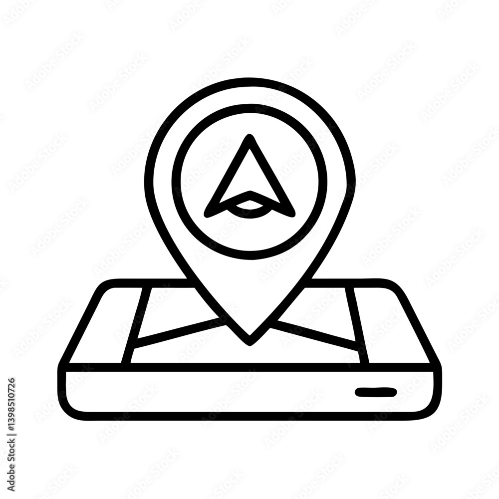 Poster navigation map pin pointer icon for gps location direction travel route destination search app