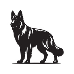 Vector silhouette of a German Shepherd, Dog illustration, Dog art, Dog drawing, Pet Animal Silhouette.	
