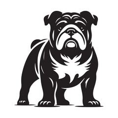 Vector silhouette of a Bulldog, Dog illustration, Dog art, Dog drawing, Pet Animal Silhouette.
