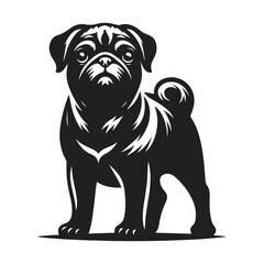 Vector silhouette of a Bulldog, Dog illustration, Dog art, Dog drawing, Pet Animal Silhouette.