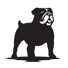 Vector silhouette of a Bulldog, Dog illustration, Dog art, Dog drawing, Pet Animal Silhouette.