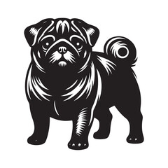 Vector silhouette of a Bulldog, Dog illustration, Dog art, Dog drawing, Pet Animal Silhouette.