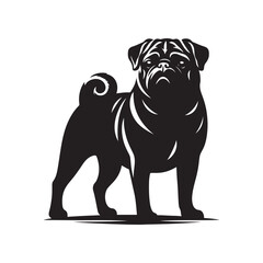 Vector silhouette of a Bulldog, Dog illustration, Dog art, Dog drawing, Pet Animal Silhouette.