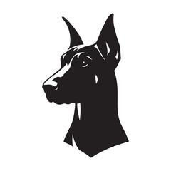Vector silhouette of a Doberman , Dog illustration, Dog art, Dog drawing, Pet Animal Silhouette.	
