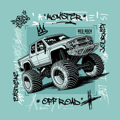 Big Monster Truck extreme collection, vector illustration © Junior 319