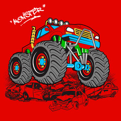 Monster Truck collection, vector illustration © Junior 319