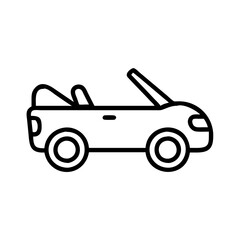 Convertible car outline vector illustration: open top vehicle design for summer travel and leisure