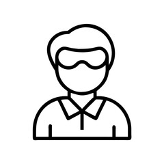 Illustration of man wearing goggles and shirt vector design icon graphic drawing outline art