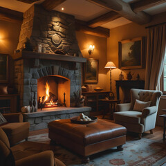 A screenshot of a room with a fireplace and a fireplace