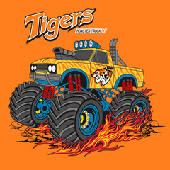 powerful monster truck, vector design illustration © Junior 319