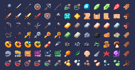 Pixel art item set for rpg retro game © LittleSmith