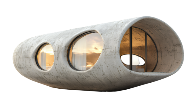 a round building with round windows on a transparent background, PNG image, PNG file, Generative art.