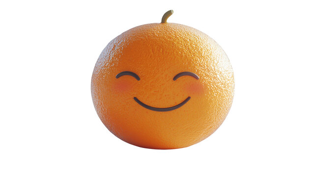 an orange with a smiley face drawn on it on a transparent background, PNG image, PNG file, Generative art.