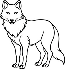 Detailed Wolf Line Art Drawing for Coloring and Artistic Projects