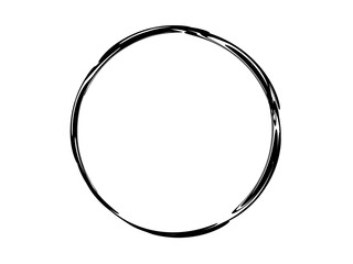 Grunge circle made with art brush. Grunge oval marking element.