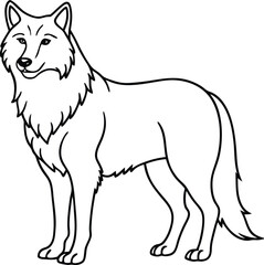Detailed Wolf Line Art Drawing for Coloring and Artistic Projects