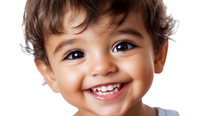 a close up photo of a young boy smiling with a blue smile on his face on a transparent background, PNG image, PNG file, Generative art.