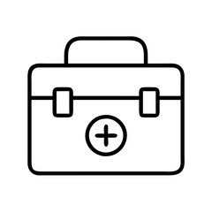 First aid kit vector icon for medical and healthcare concept emergency box outline illustration