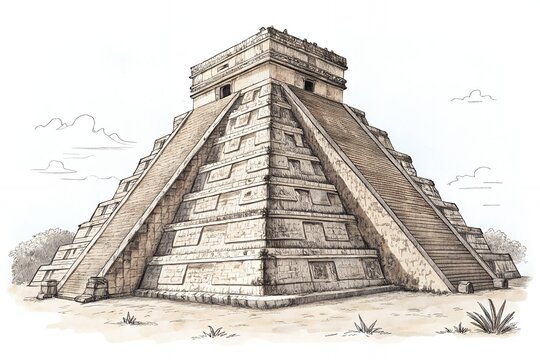 recommend clip art: Mayan Pyramid Temple Ancient Ruins Mexico Architecture Illustration