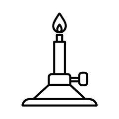 Bunsen burner laboratory equipment science experiment tool flame heat gas chemistry lab icon vector