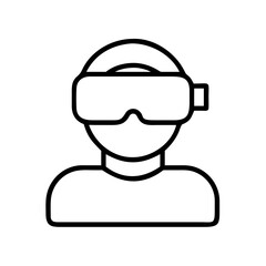 Person using virtual reality vr headset for gaming metaverse innovation technology icon
