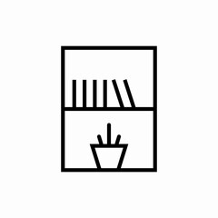 Home bookshelf storage icon vector sign